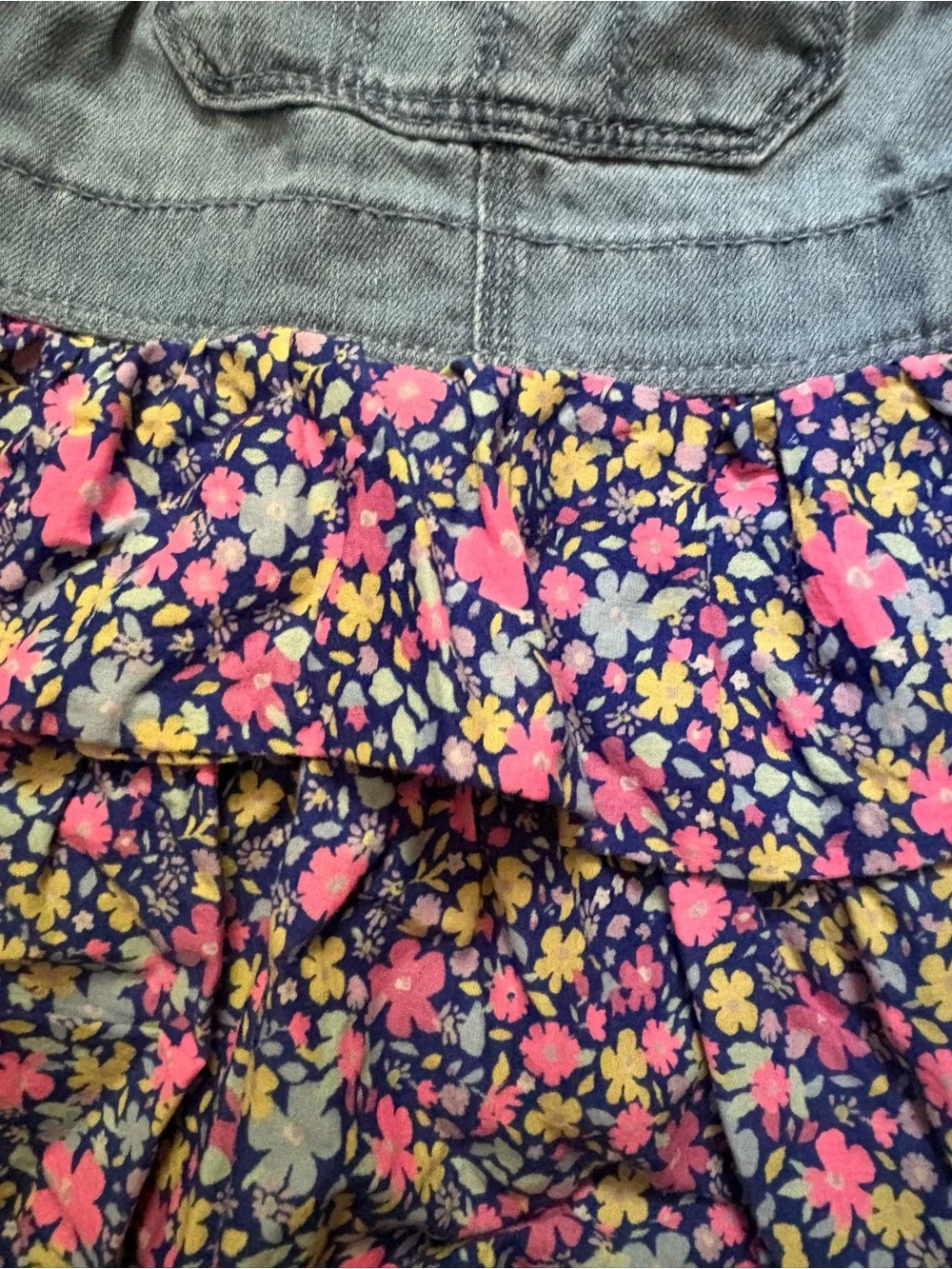 Oshkosh Floral & Denim Overall Jumper Dress